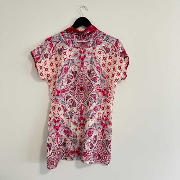 Johnny Was Boho Paisley Print Cap Sleeve Button Front Blouse Size Large - Picture 8 of 11